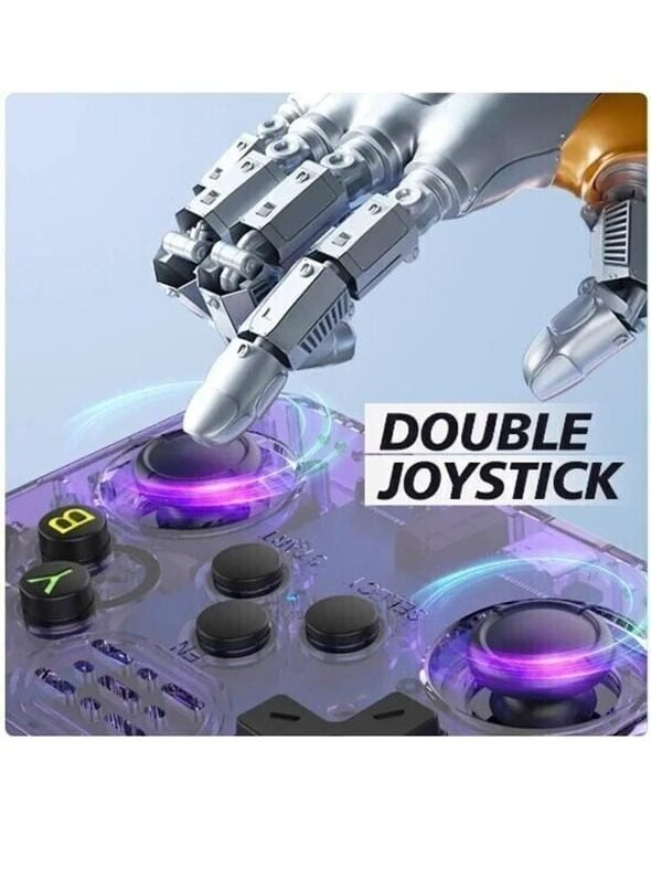 Second image of R36S Retro Game Box Classic Video Games Portable Handheld Pocket Console, Revisit Childhood, Retro Old Video Game (Best Gift & Fun) for All Ages 64 GB with Full HD Screen, Video Game Hand, Single Player, 3.5" Screen (Purple, 15000+ Games, Super Contra, Mario, 90 Tank, & Many More Remote Game for Kids, Loved by Fans of Game Pad Playstation PS5, PS4, PS3, PS2,PS1, Xbox, Nintendo switch)